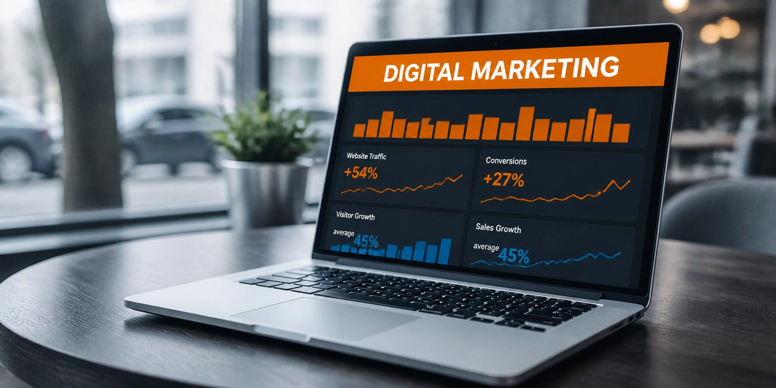 Business owner reviewing an ads site and paid campaign performance dashboard with Trend Digital Marketing